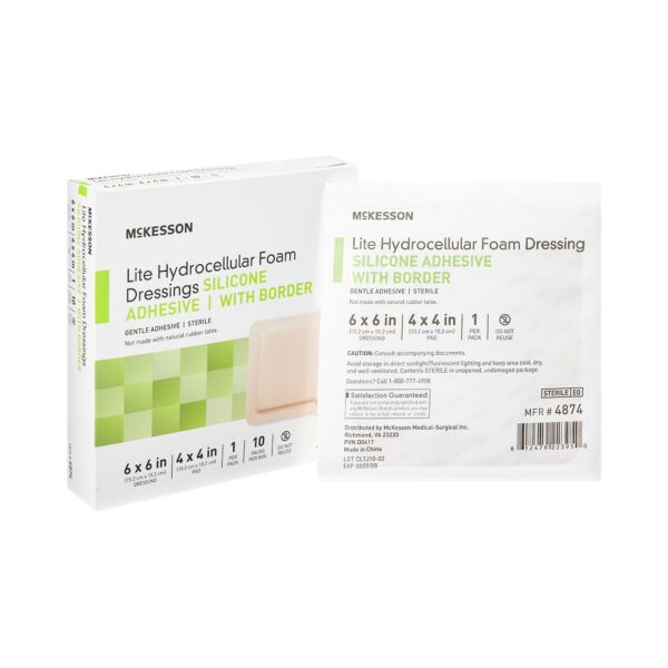 McKesson Lite Silicone Gel Adhesive with Border Thin Silicone Foam Dressing