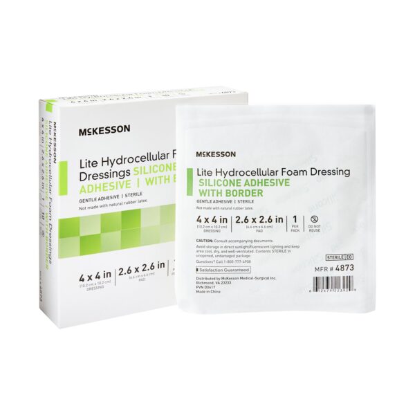 McKesson Lite Silicone Gel Adhesive with Border Thin Silicone Foam Dressing