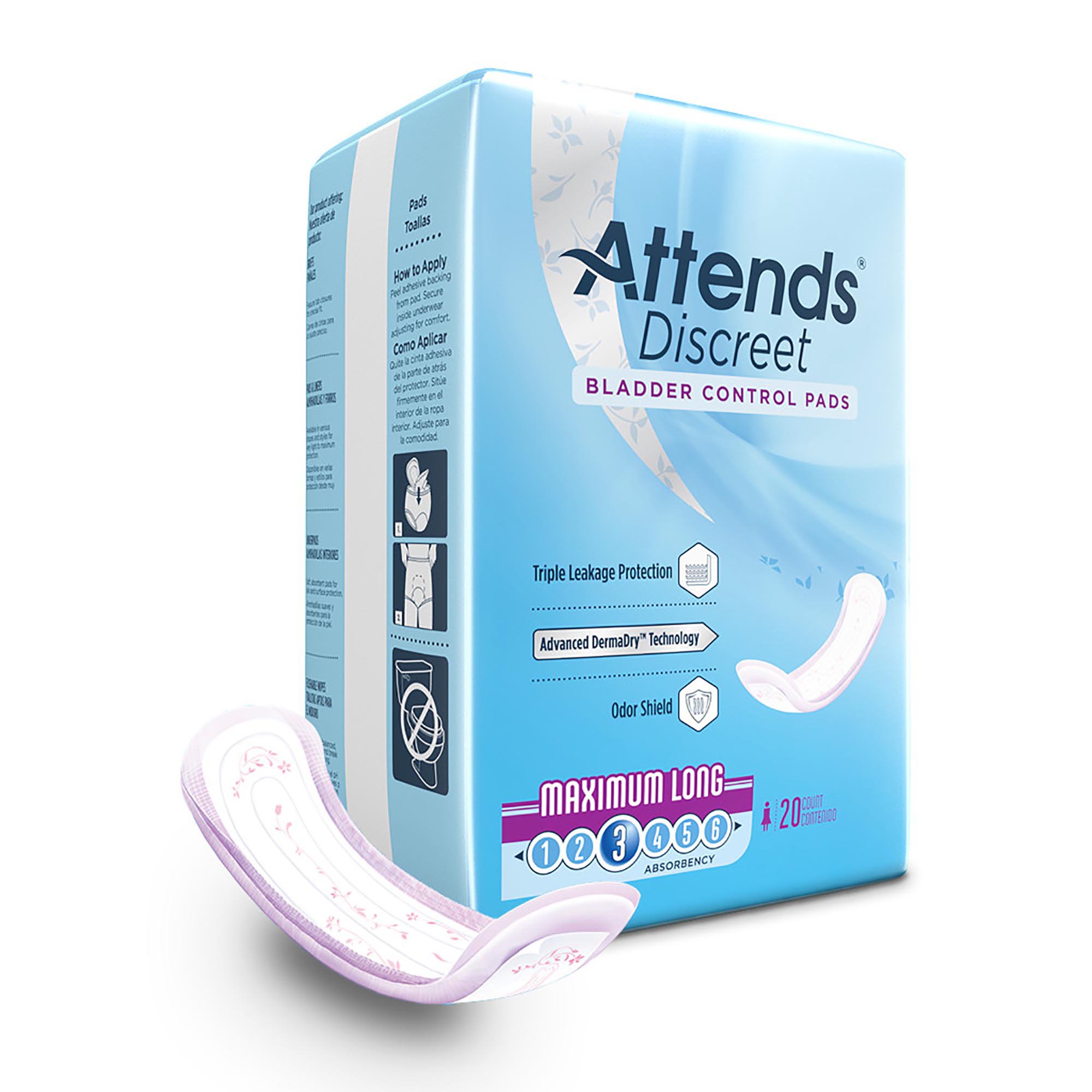 Attends® Discreet Women's Maximum Long Bladder Control Pad