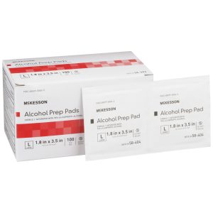 Alcohol Prep Pad 70% Strength Isopropyl Alcohol Individual Packet Large Sterile Box of 100