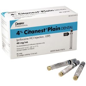 Citanest PLAIN 4% Local Anesthetic Without Vasoconstrictor 40 mg/mL Package of 50