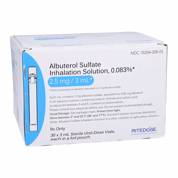 Albuterol Sulfate Inhalation Solution 0.083% Individually Wrapped 3mL 30/Package