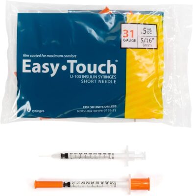 Insulin Syringes with Needle 0.5mL, 31 Gauge, 5/16 Inch Needle Case of 500