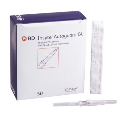 Peripheral IV Catheter Insyte™ Autoguard™ BC 20 Gauge 1 Inch BD Vialon Straight Hub Blood Control Push Button Safety Box of 50