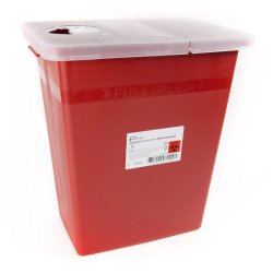 Sharps Container Red Base 13-3/4 W X 13-3/4 D X 14 H Inch Horizontal / Vertical Entry 8 gal Each 1