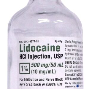 Lidocaine HCl 1%, 10 mg / mL Injection 50 mL Box of 25