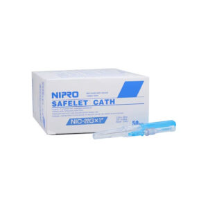 Peripheral IV Catheter Safelet 22 Gauge 1 Inch ETFE Straight Hub Non Blood Control Non-Safety Box of 50