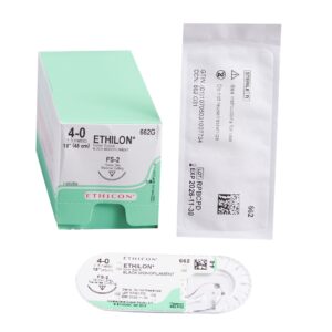 Nonabsorbable Suture with Needle Ethilon™ Nylon FS-2 3/8 Circle Reverse Cutting Needle Size 5-0 Monofilament Box of 12