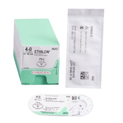 Nonabsorbable Suture with Needle Ethilon™ Nylon FS-2 3/8 Circle Reverse Cutting Needle Size 5-0 Monofilament Box of 12